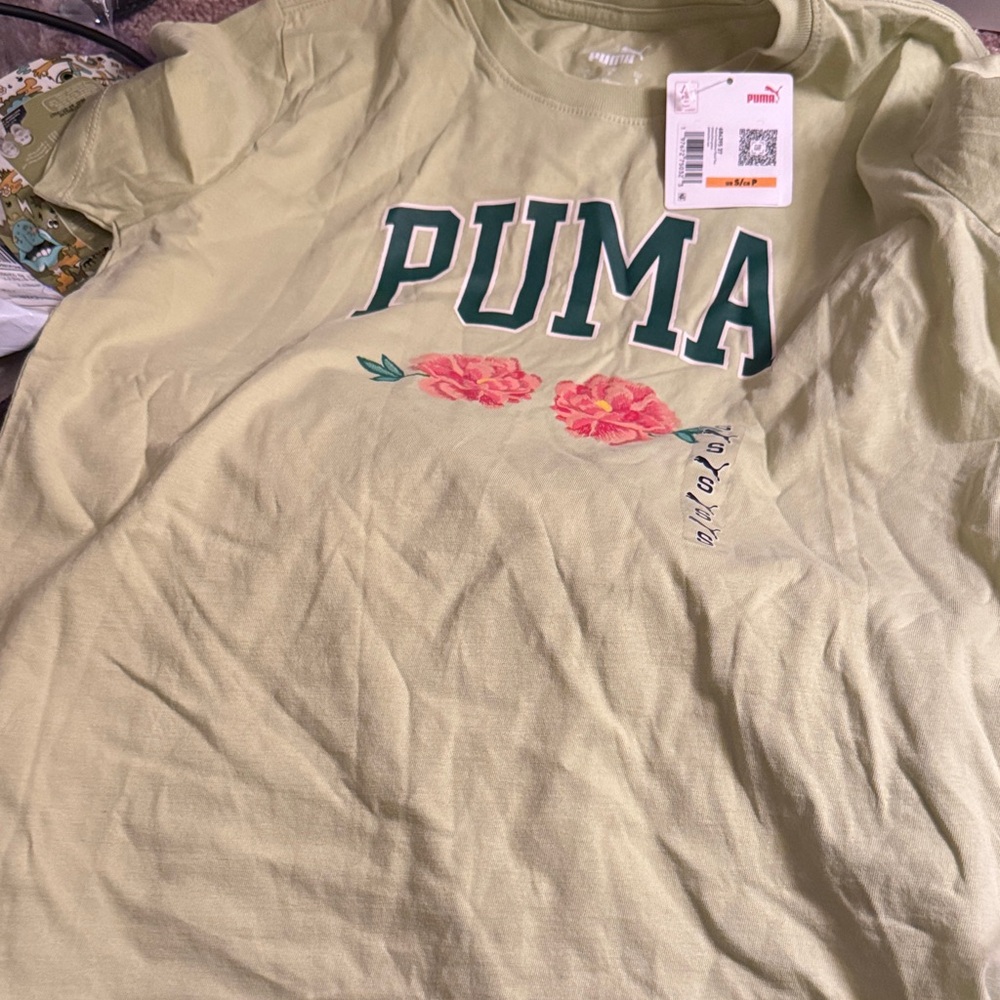 PUMA Light Yellow Tee with Floral Design